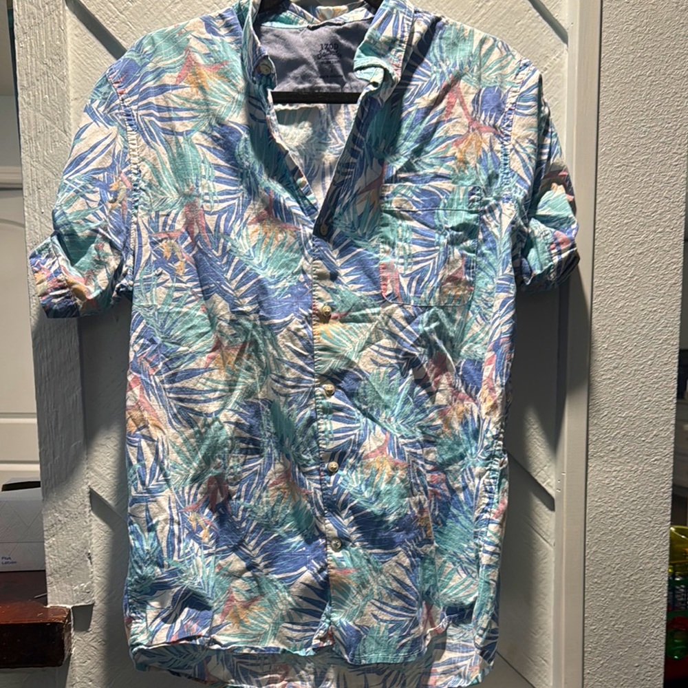 Izod tropical button down - bird of paradise print size large